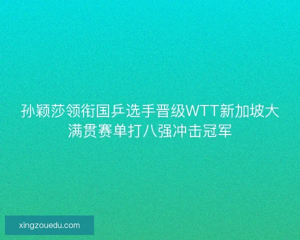 孙颖莎领衔国乒选手晋级WTT新加坡大满贯赛单打八强冲击冠军 孙颖莎领衔国乒选手晋级WTT新加坡大满贯赛单打八强冲击冠军