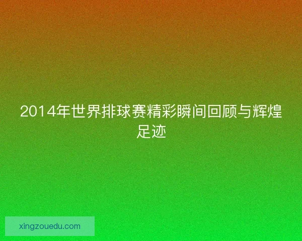 2014年世界排球赛精彩瞬间回顾与辉煌足迹