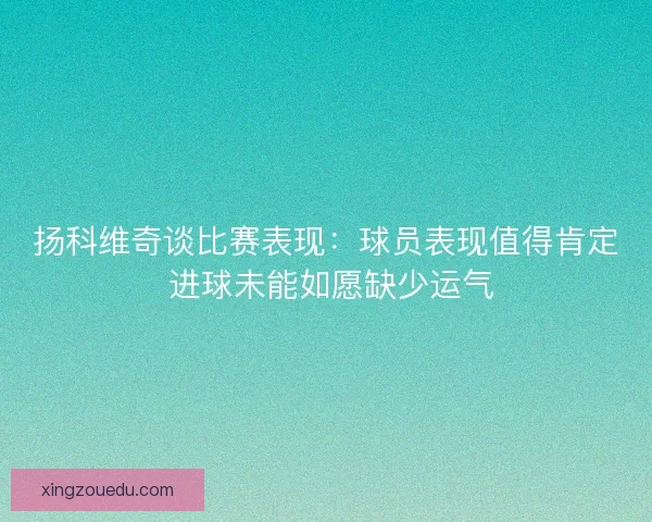 扬科维奇谈比赛表现：球员表现值得肯定 进球未能如愿缺少运气